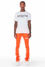 Everest Orange Stacked Flare Track Pant