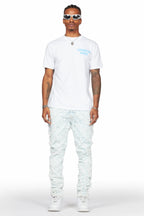 Cadiz Ice Blue Diagonal Patch Skinny Fit Jean