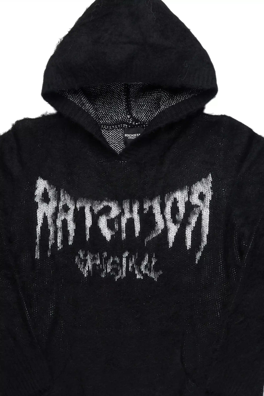Andros Reflected Black Graphic Knitted Mohair Hoodie