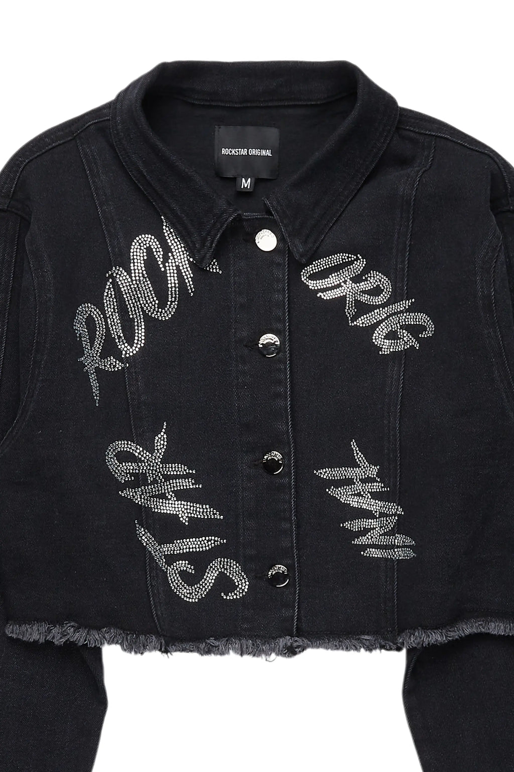 Chequea Black Crop Denim Jacket