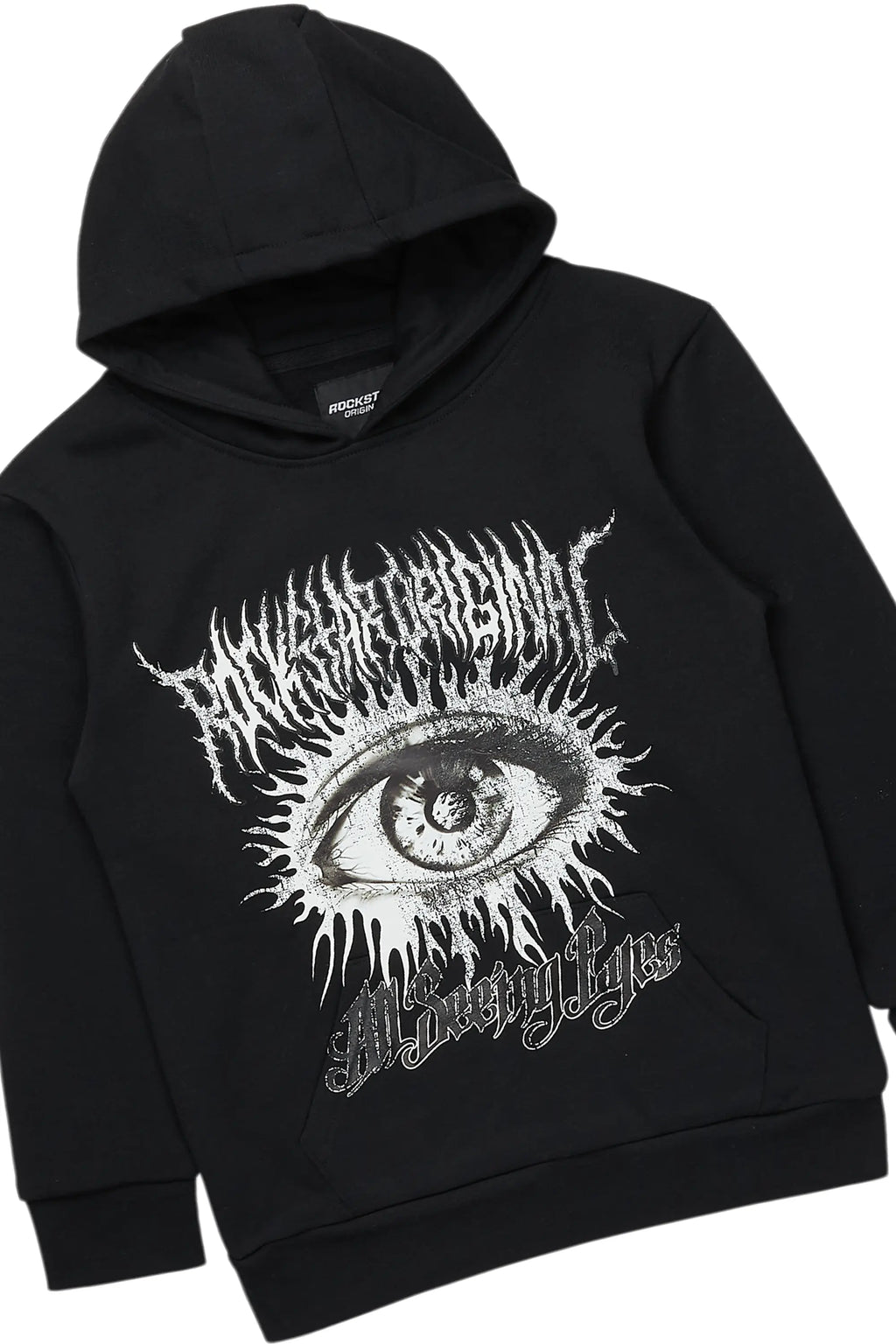 Boys All Eyes Black/Beige Hoodie/Stacked Flare Jean Set