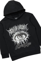 Boys All Eyes Black/Beige Hoodie/Stacked Flare Jean Set