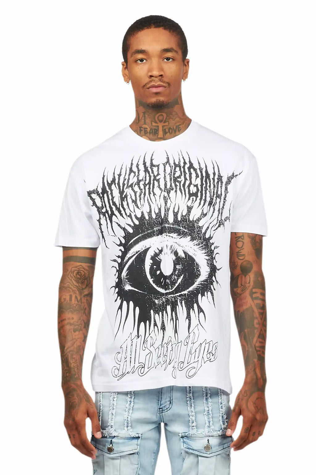 All Seeing Eyes White Graphic T-Shirt