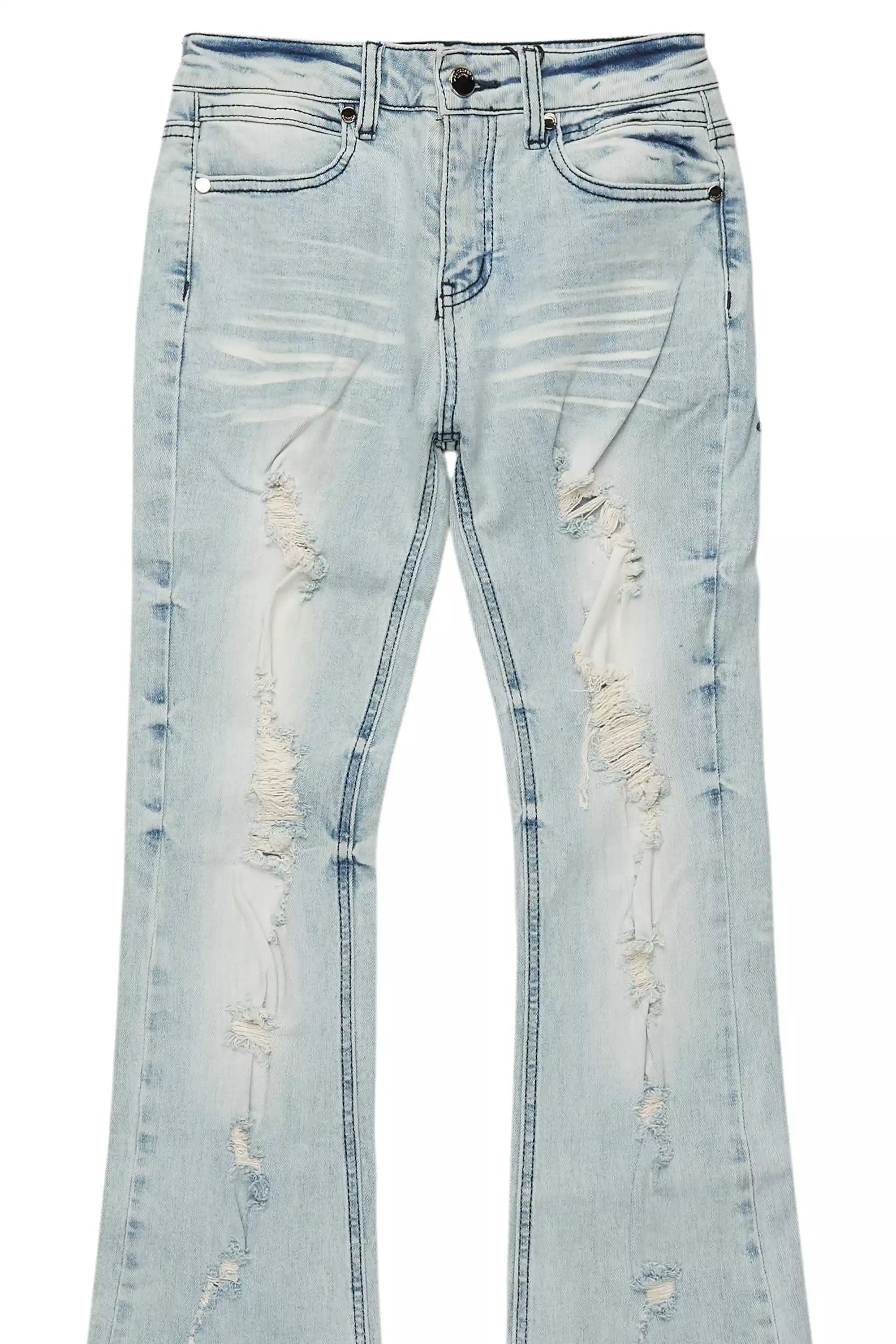 Boys Zahir Blue Slim Stacked Flare Jean