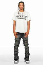 Shake Dark Grey Rhinestone Stacked Flare Jean