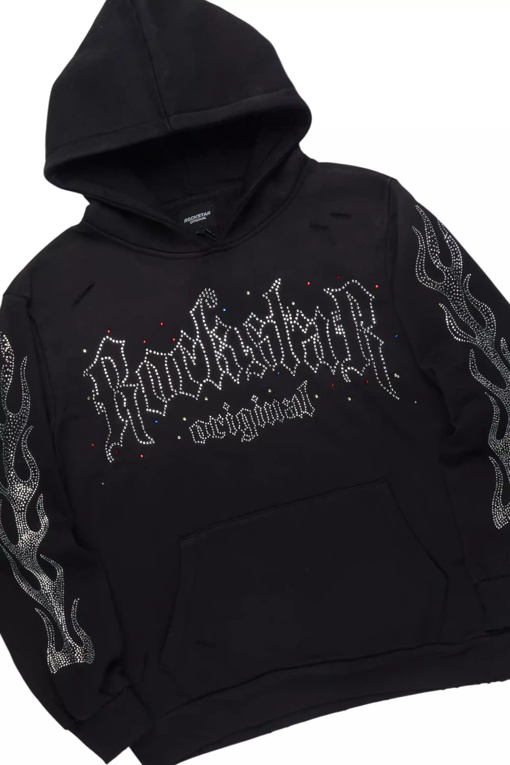 Mares Black Rhinestone Hoodie Relaxed Track Set