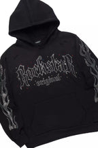 Mares Black Rhinestone Hoodie Relaxed Track Set