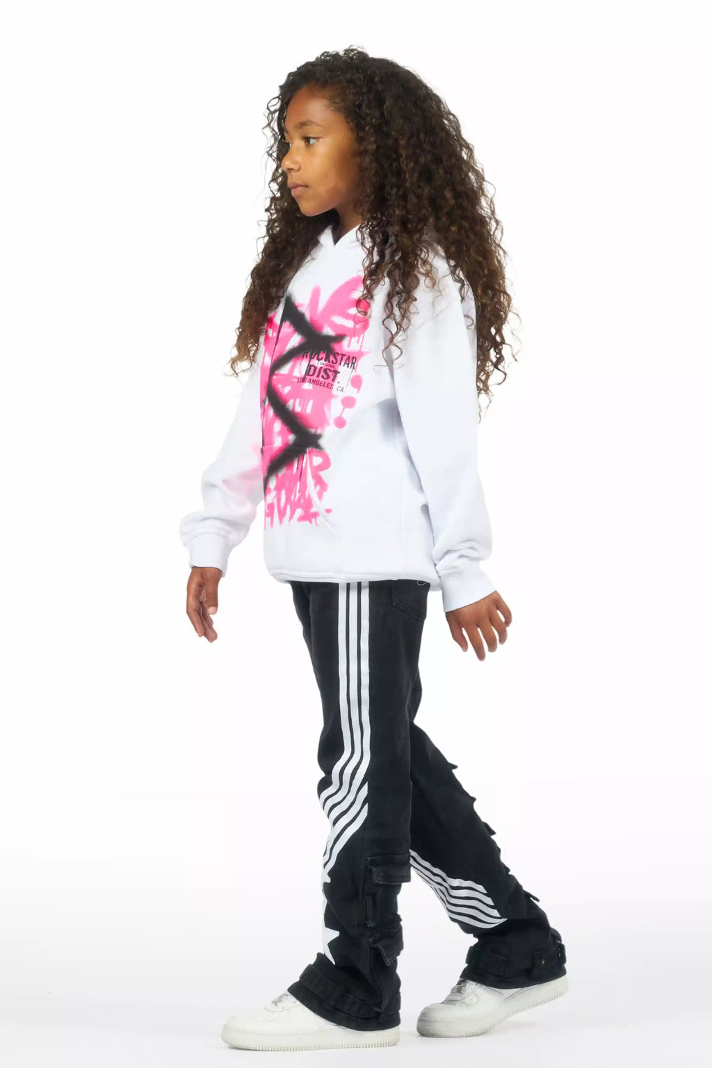 Girls Jaziya Black Stacked Jean