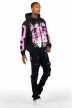 Grill Black/Pink Hoodie/Stacked Flare Jean Bundle