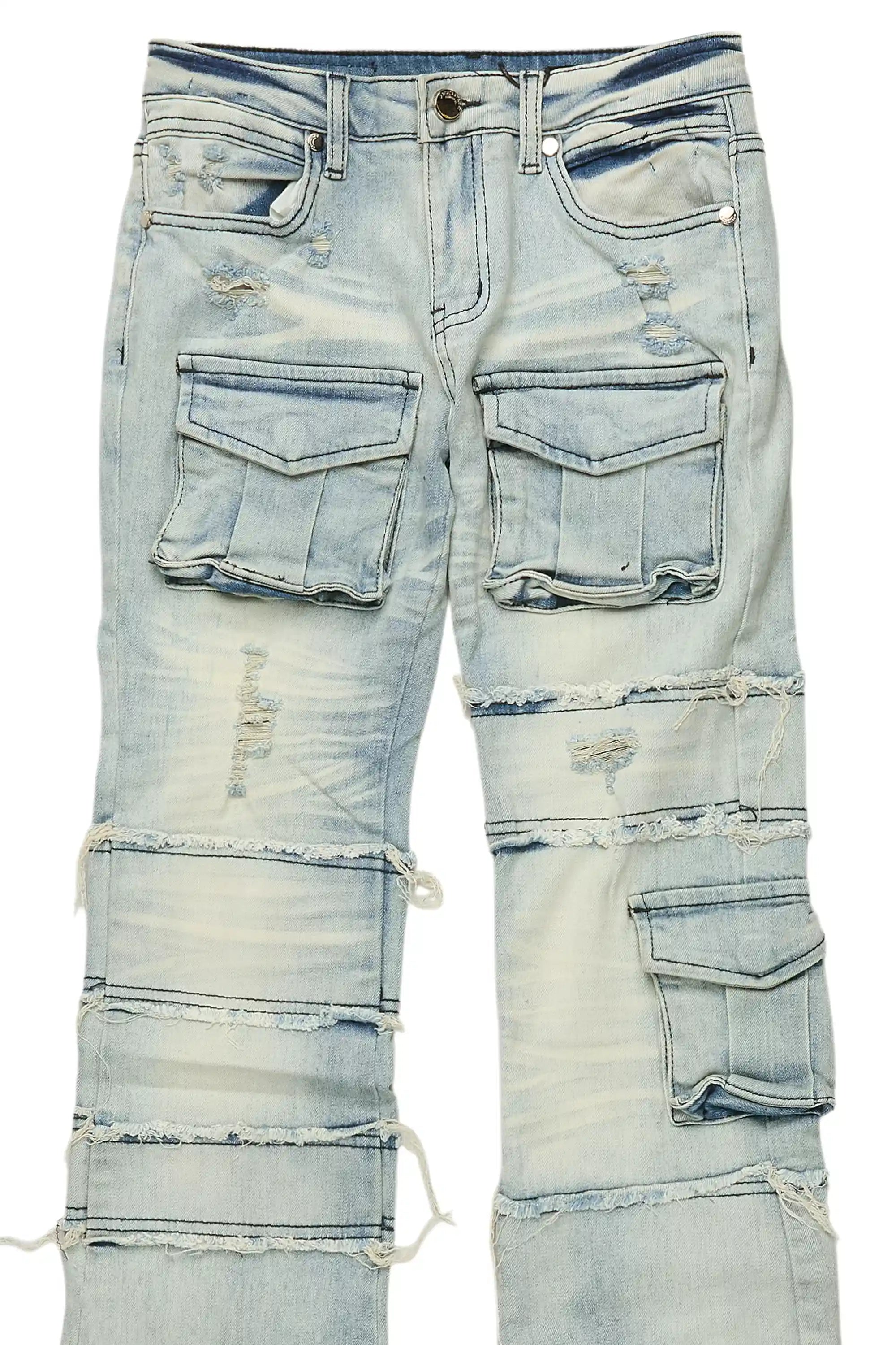 Boys Folant Light Blue Stacked Flare Jean