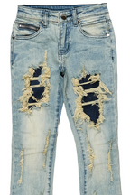 Girls Abbie Blue Stacked Flare Jean
