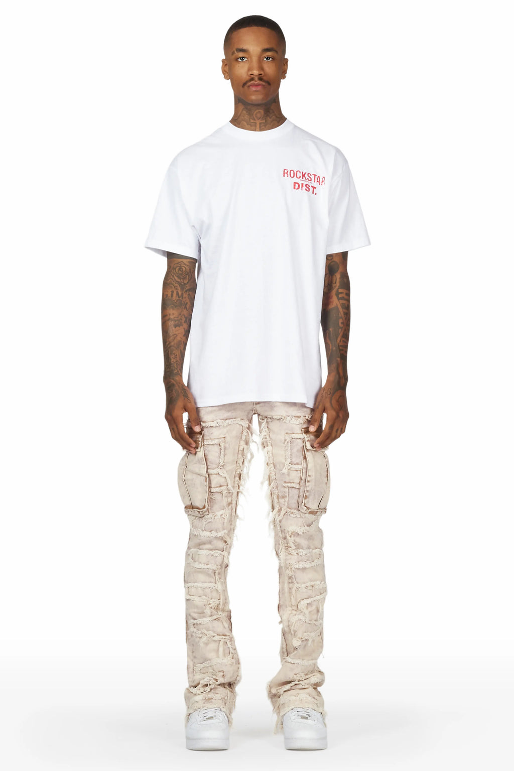 Slater Tan Stacked Flare Jean