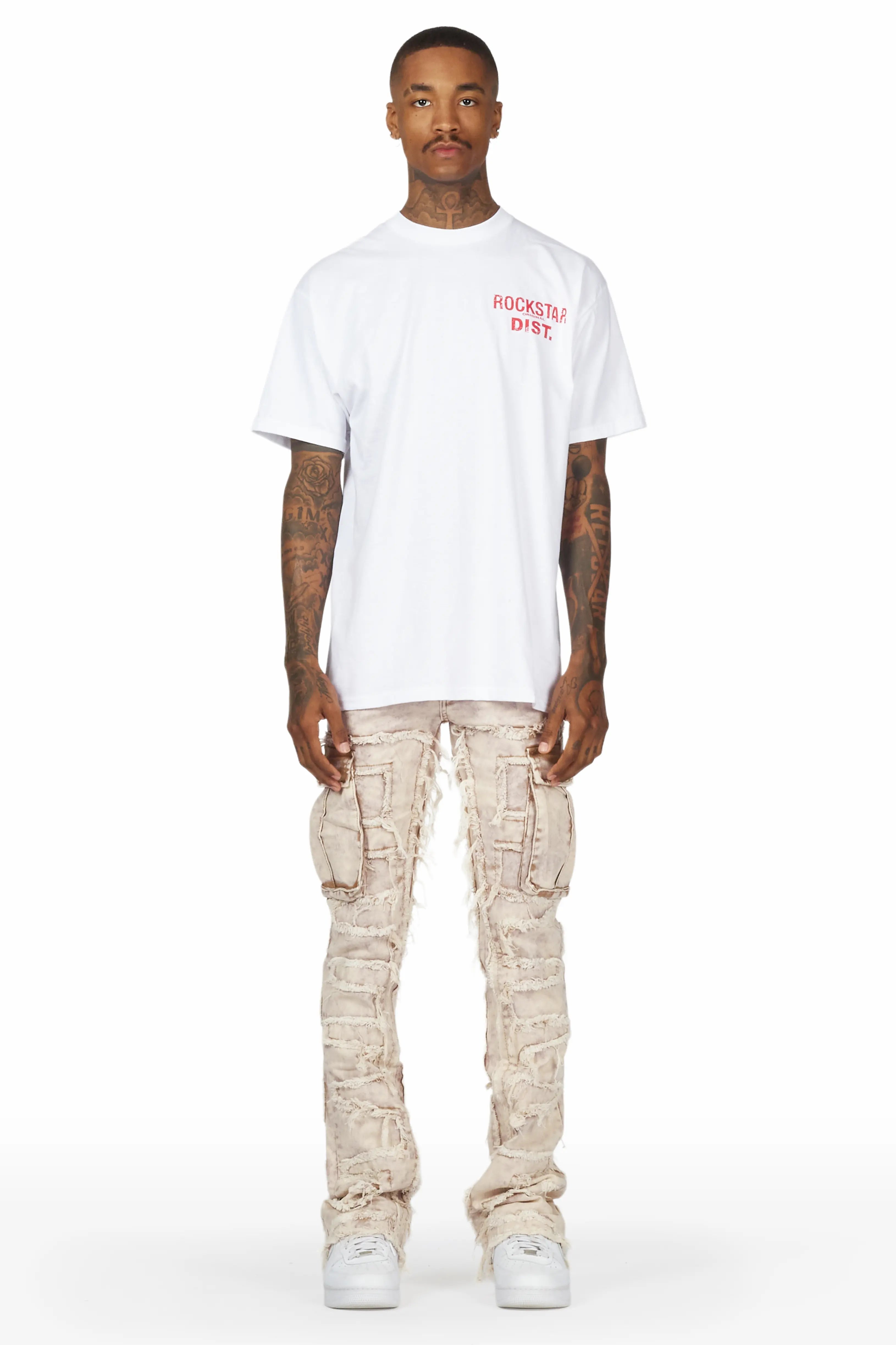 Slater Tan Stacked Flare Jean