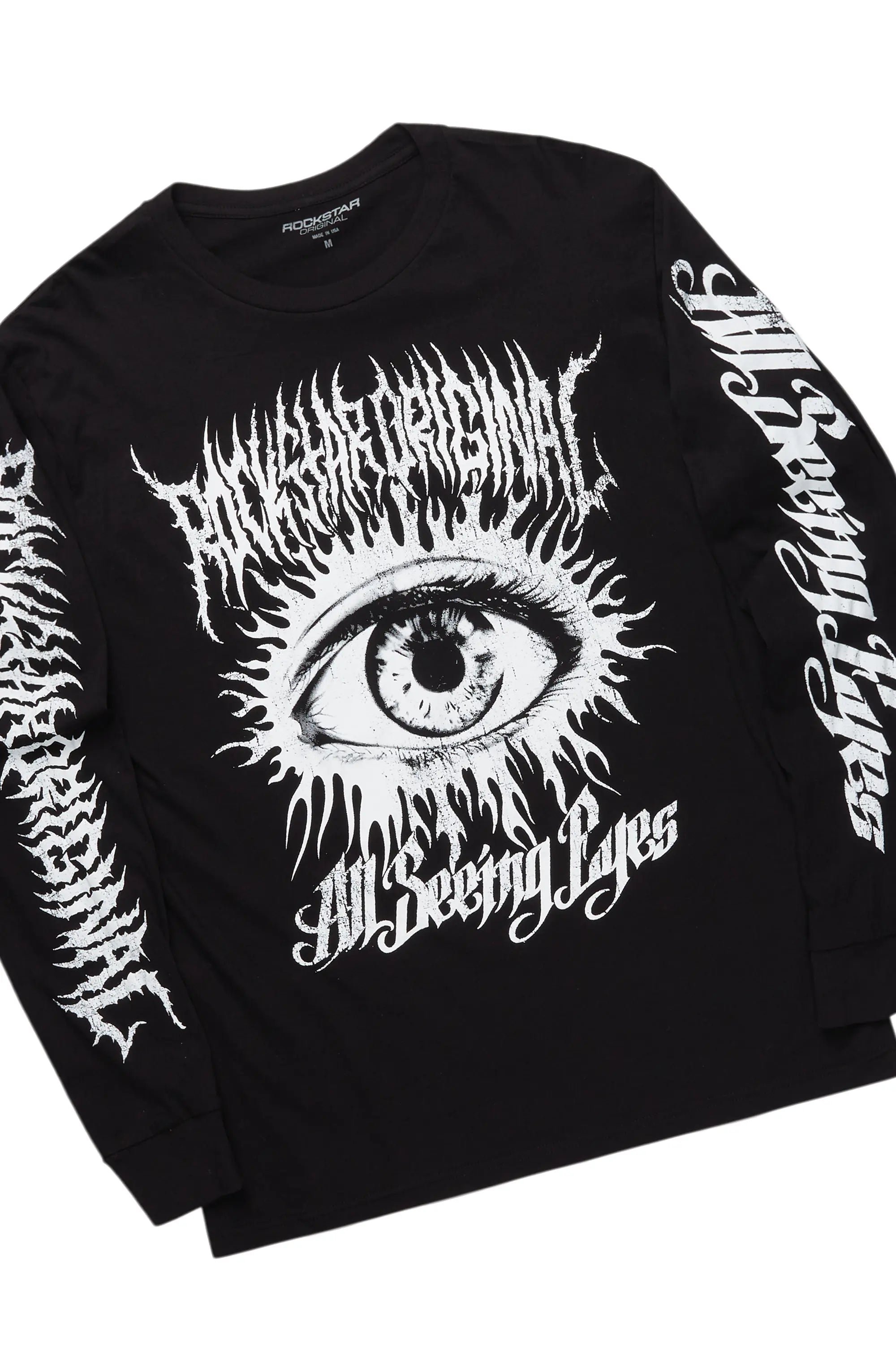 All Seeing Eyes Black Long Sleeve T-Shirt Short Set