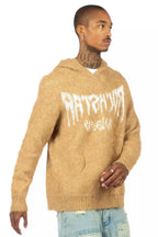 Andros Reflected Beige Graphic Knitted Mohair Hoodie