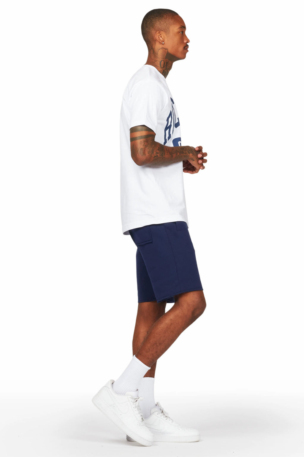 Jain White/Navy T-Shirt/Short Set