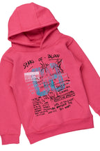 Girls Addie Pink Hoodie/Stacked Flare Jean Set