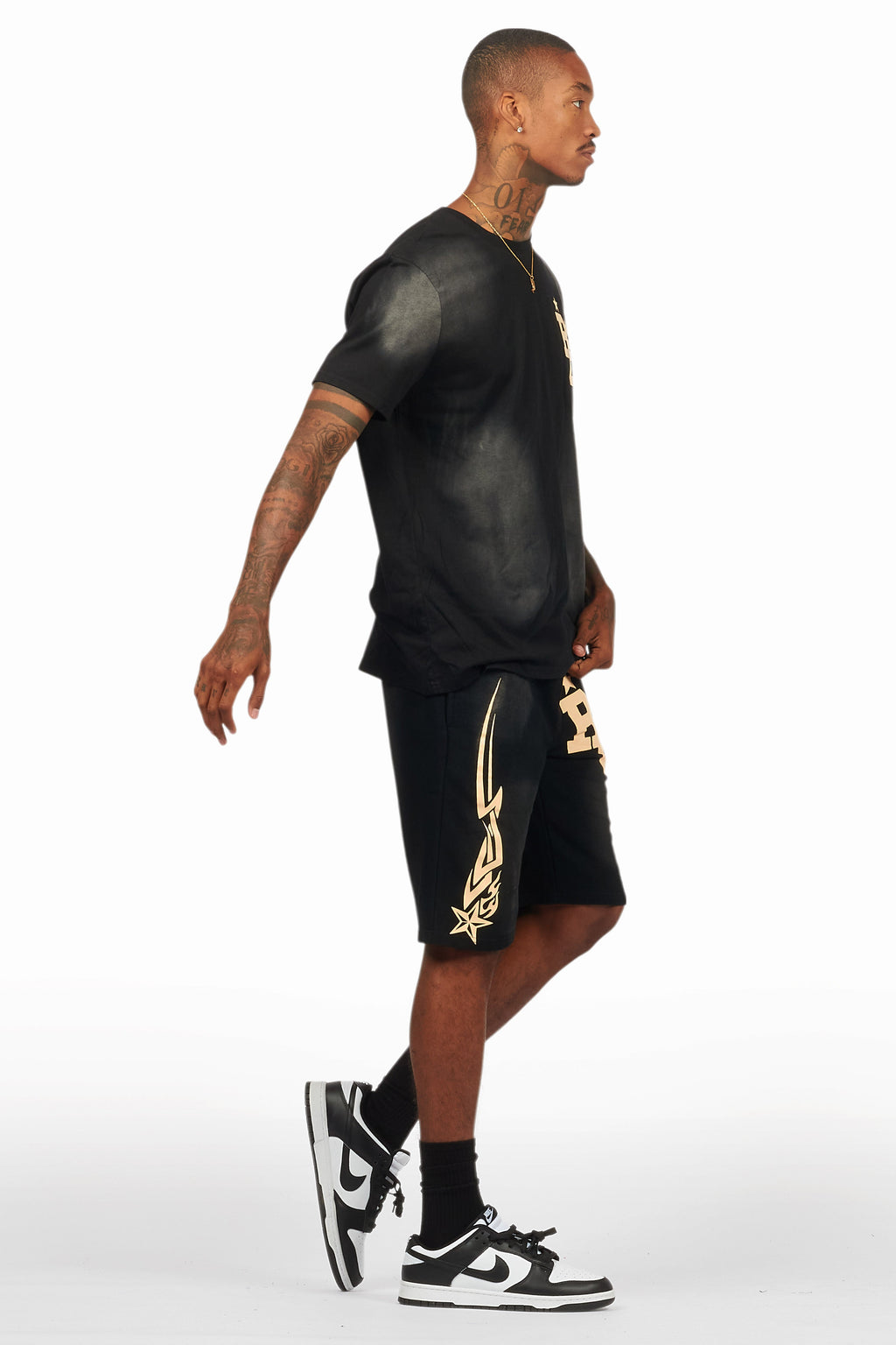 Plutix Black Graphic T-Shirt Short Set