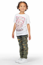Boys Yates White/Light Blue T-ShirT/Frayed Jean Set
