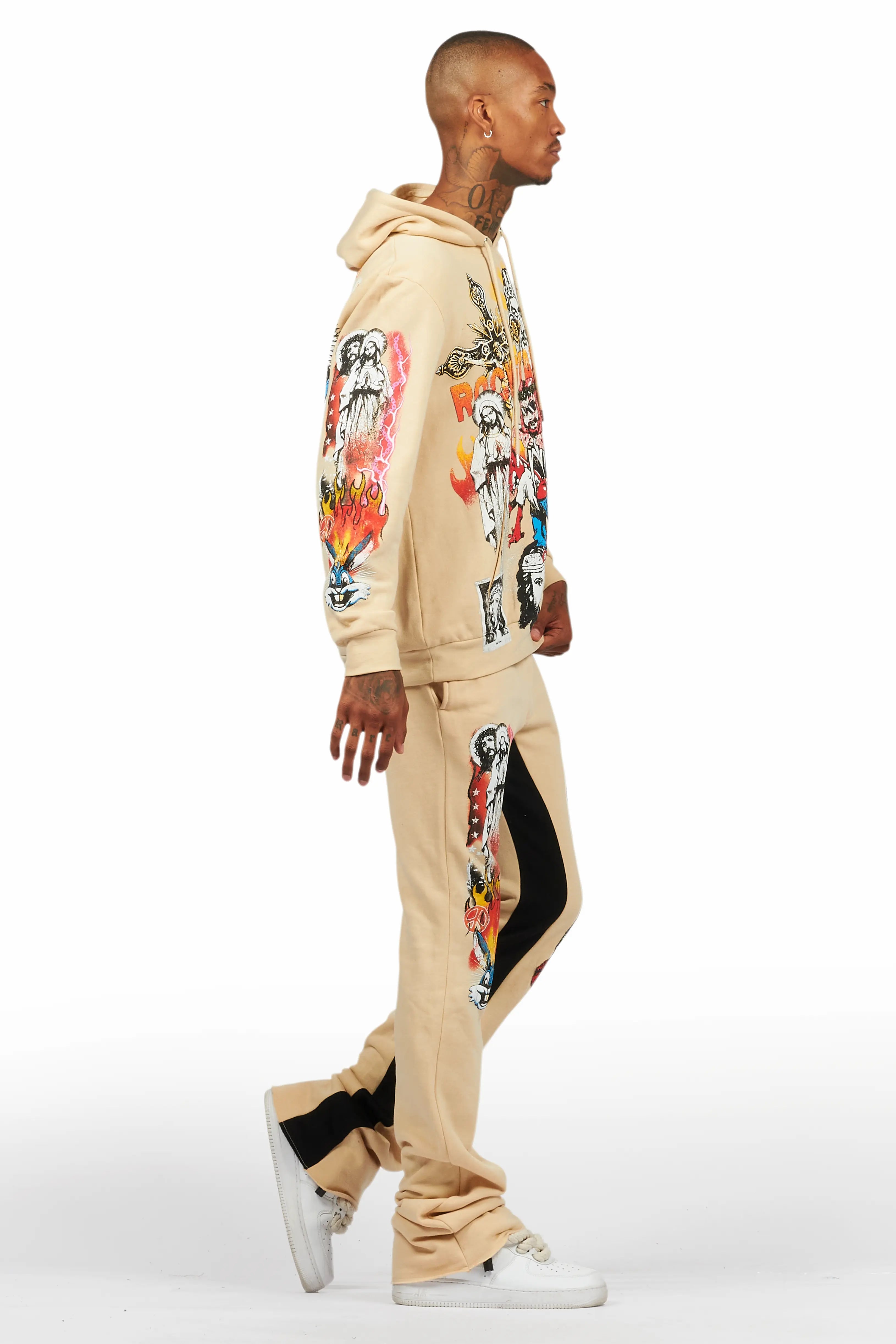 Santos Beige Hoodie/Baggy Track Pant Set