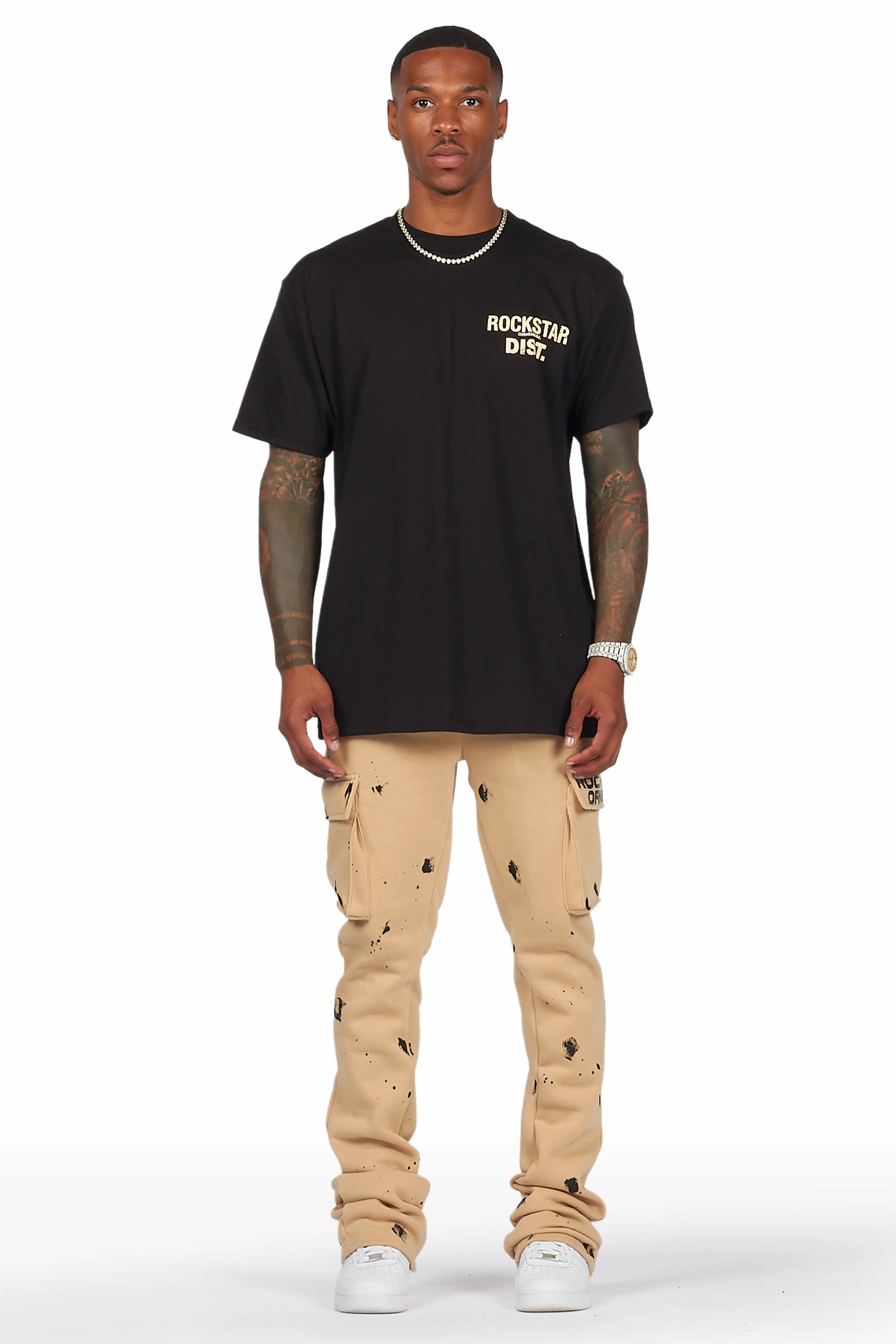 Radko Khaki Stacked Flare Cargo Pants