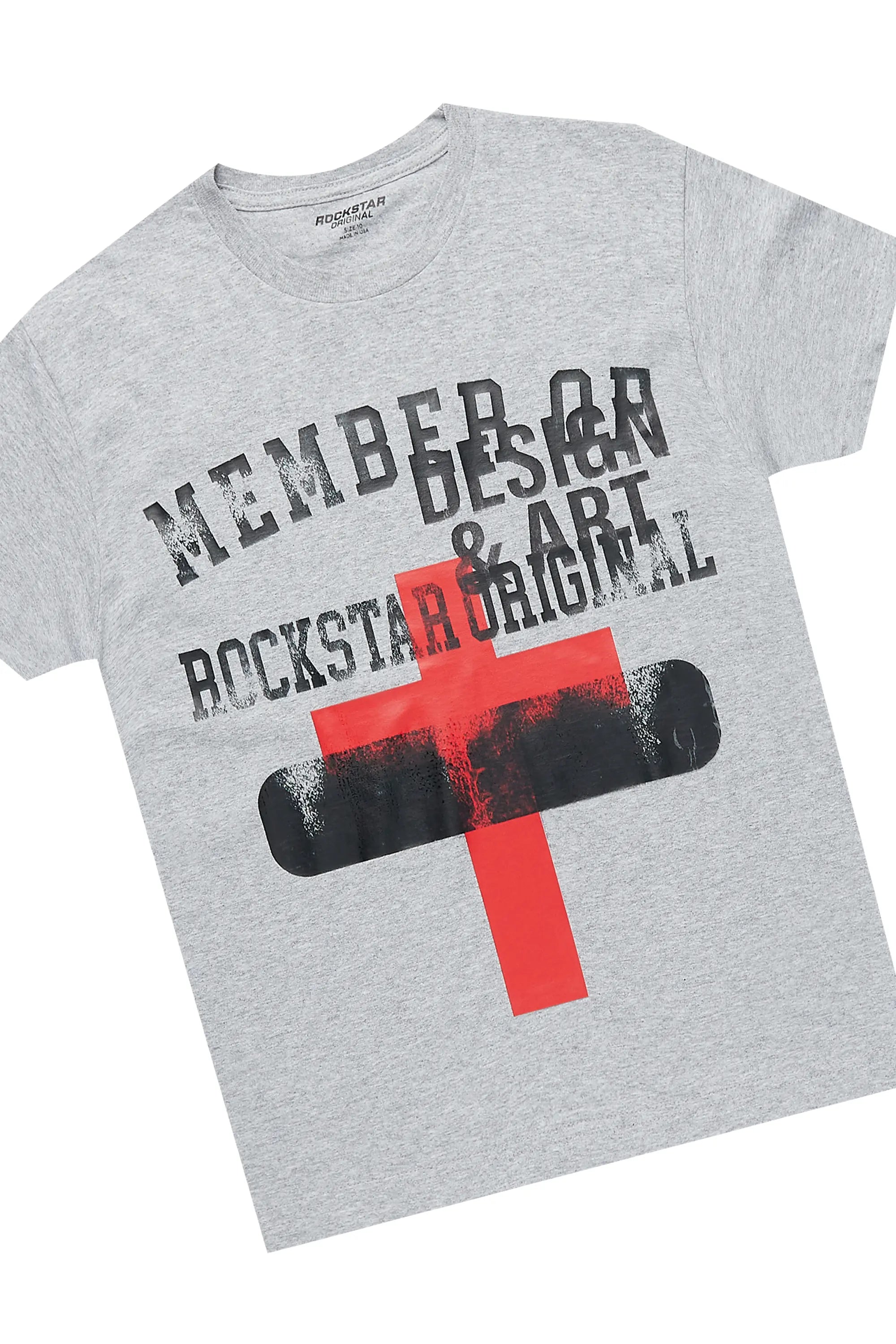 Boys Alaric Heather Grey T-Shirt/Stacked Flare Jean Set