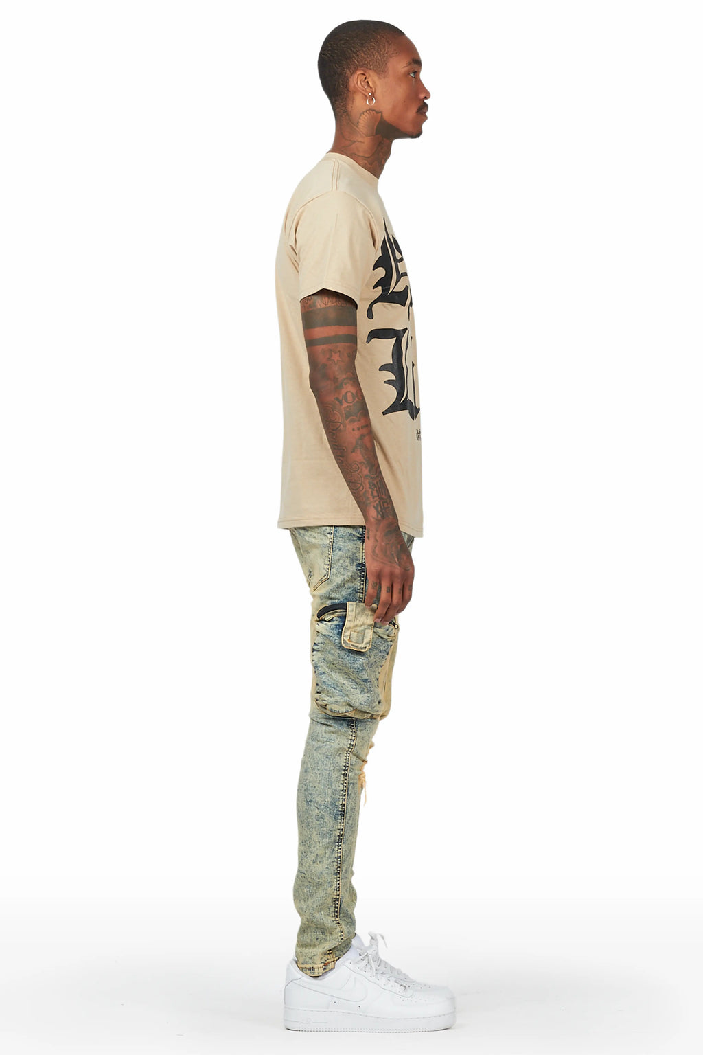 Hard Life Beige T-Shirt Slim Fit Cargo Jean Bundle