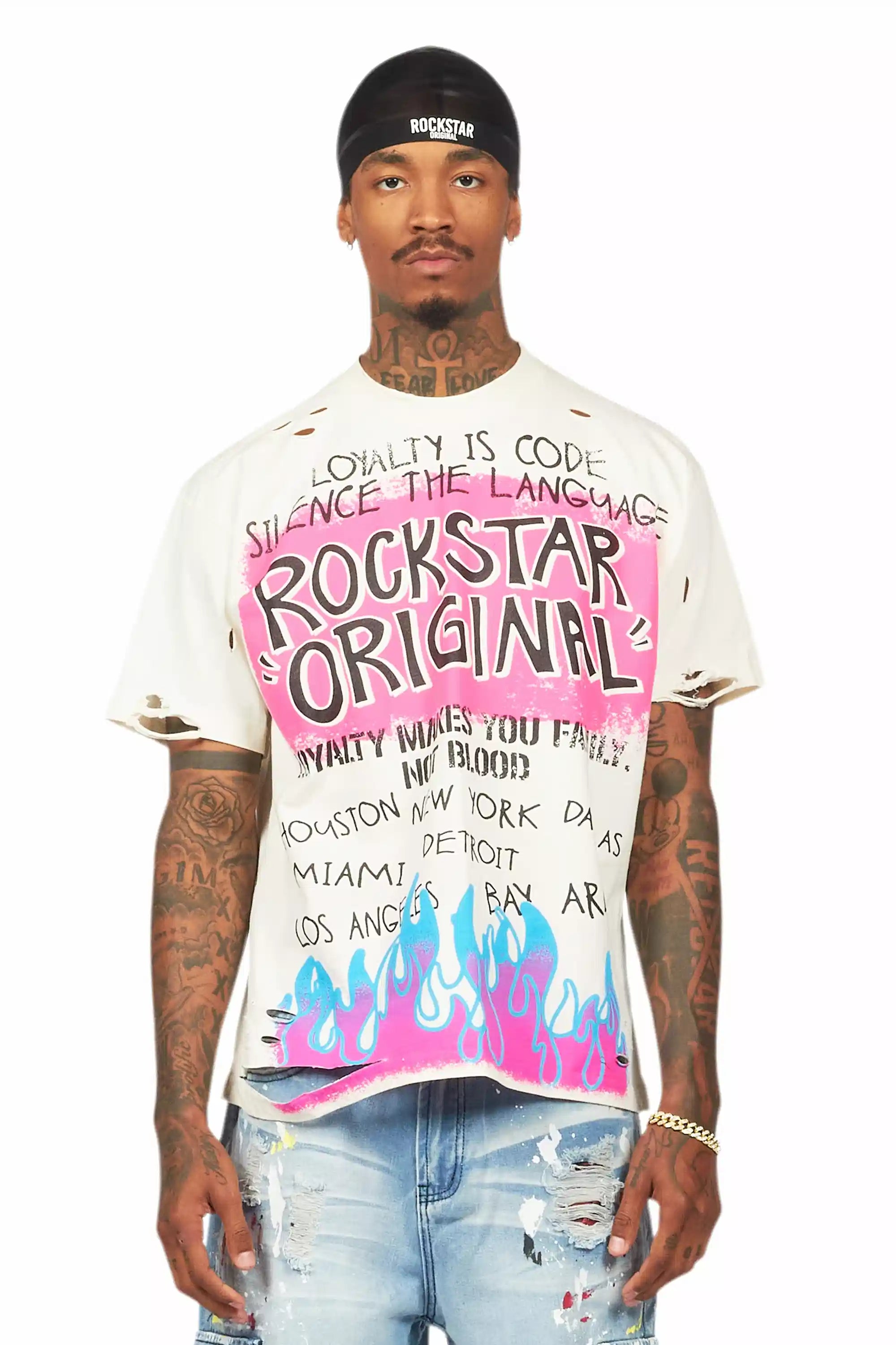 Beno Beige Oversized Graphic T-Shirt