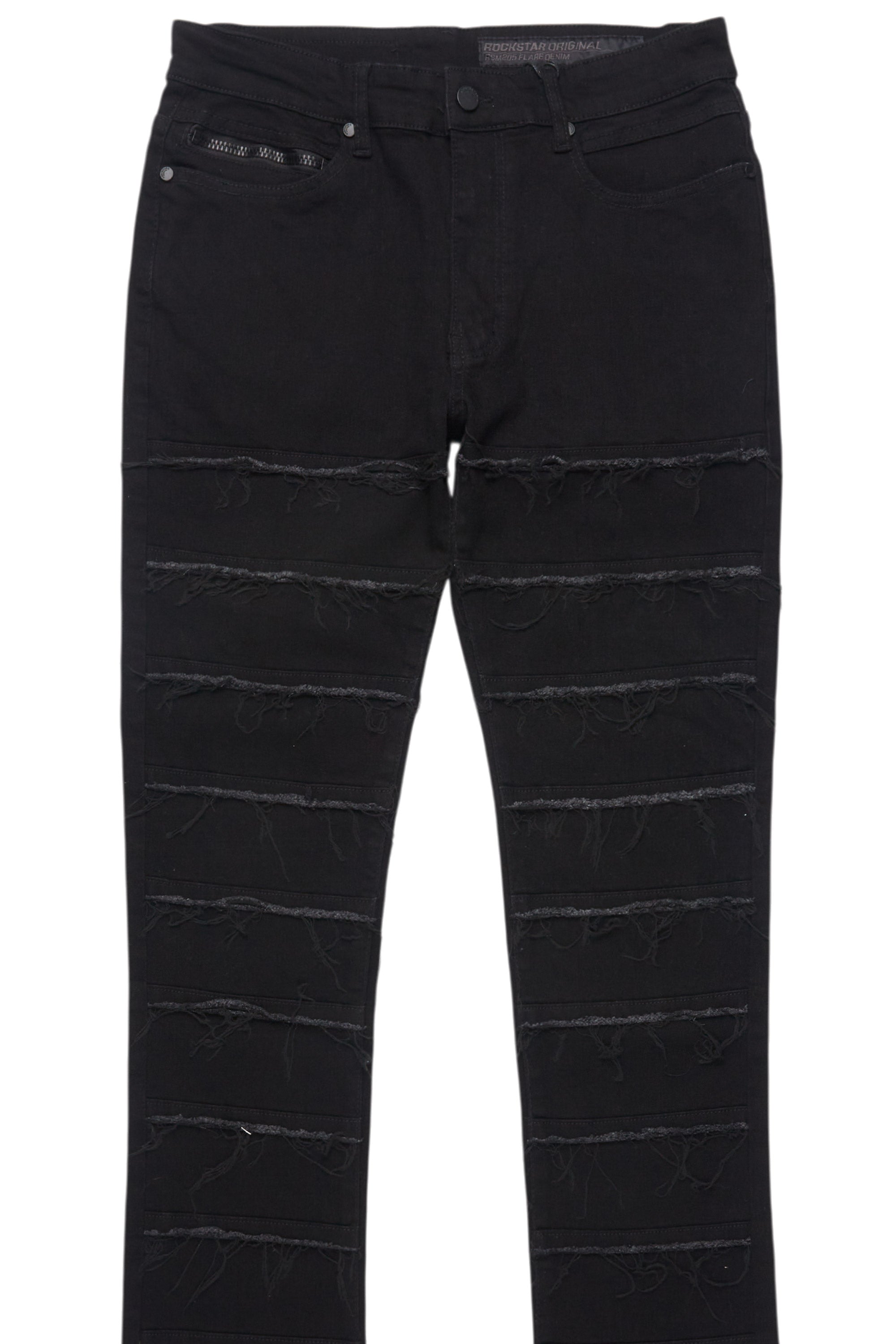 Waylon Jet Black Stacked Flare Jean