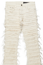 Cassius Beige Stacked Flare Jean