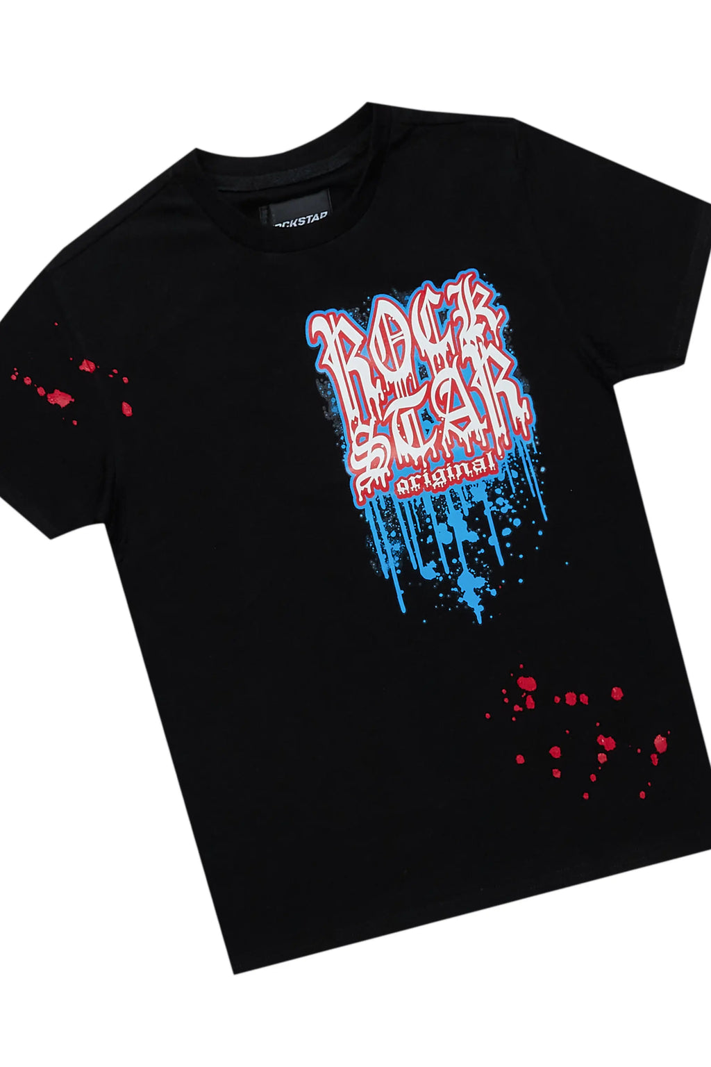 Boys Hades Black T-Shirt/Super Stacked Flare PU Jean Set