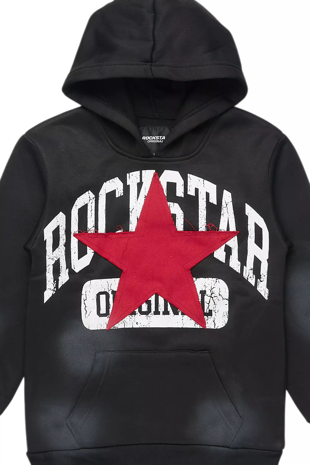 Boys Mallor Black/Red Graphic Hoodie with patch