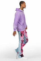 Baki Purple Distressed Hoodie