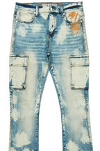 Edsel Light Blue Stacked Flare Cargo Jean