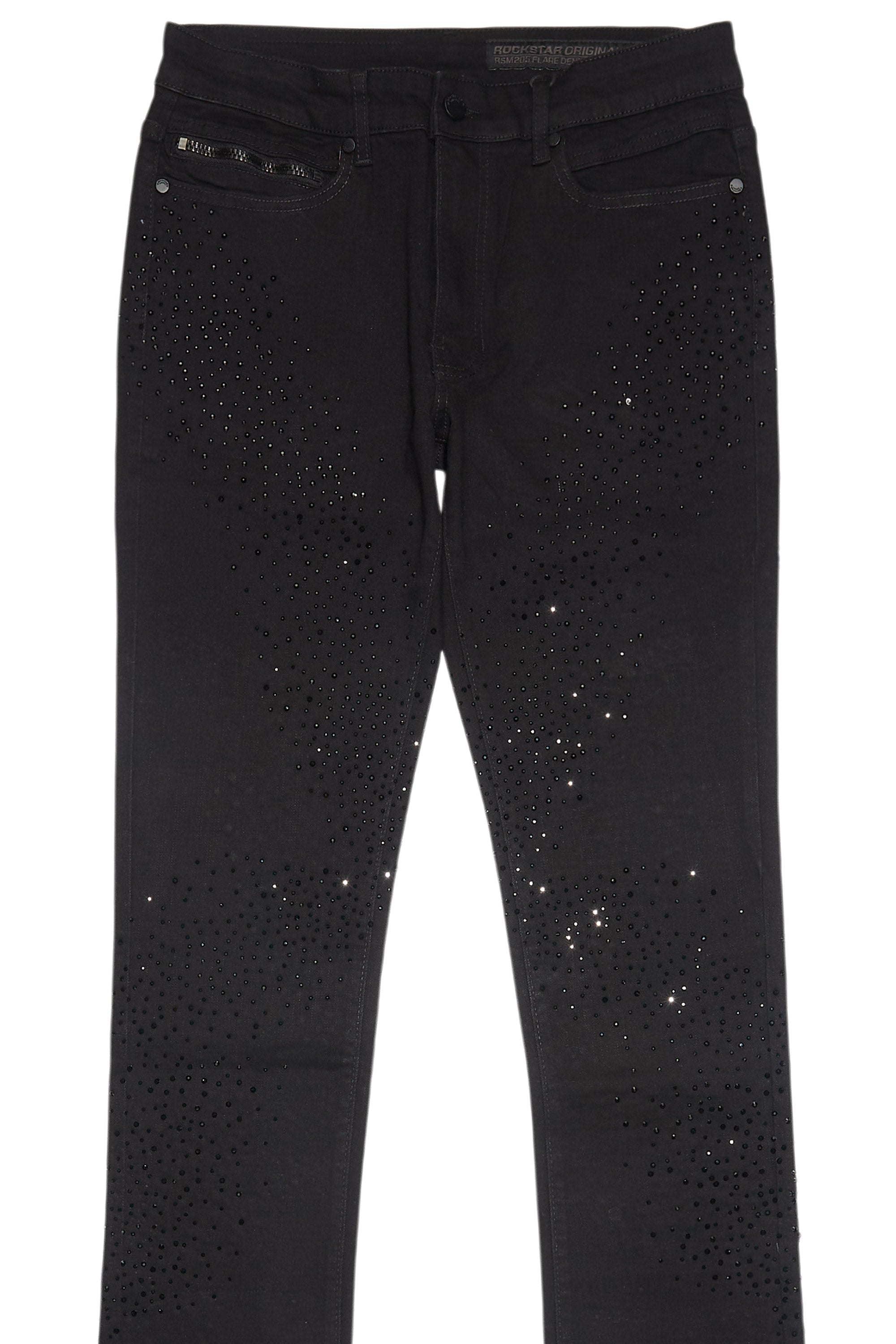 Carti Black Rhinestone Stacked Flare Jean