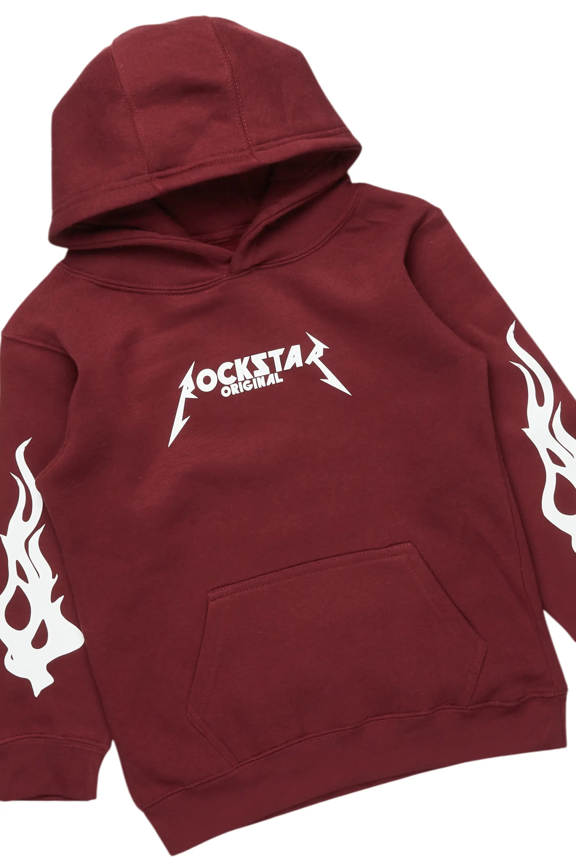 Boys Flavio Maroon Hoodie/Stacked Flare Jean Set