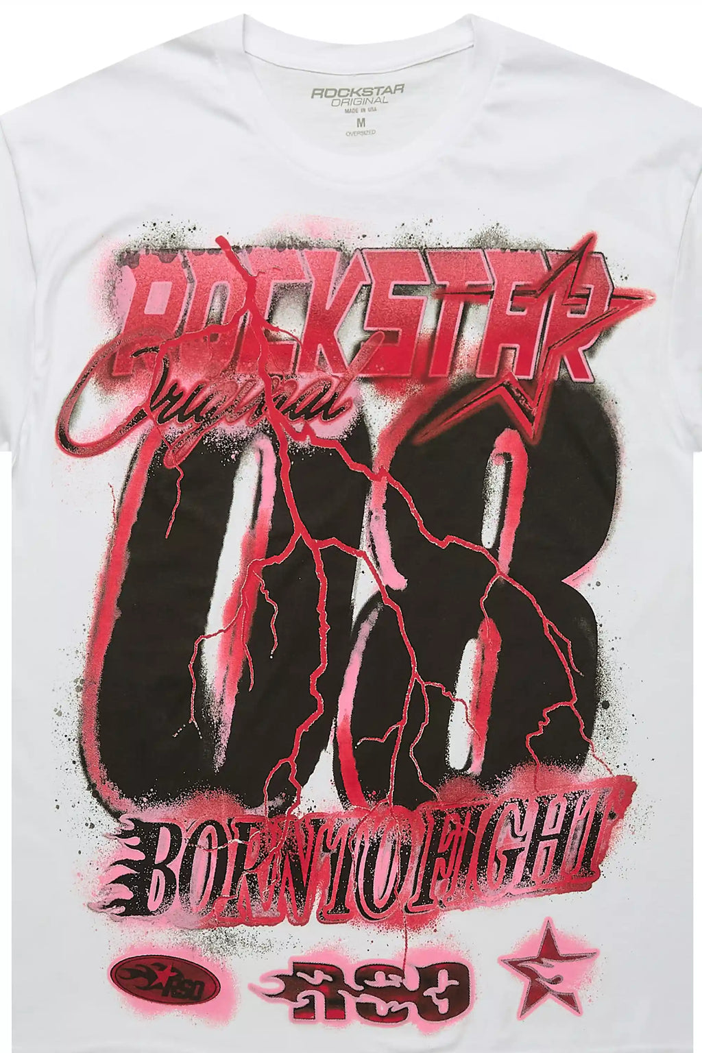 Vaelox White/Red Oversized Graphic T-Shirt