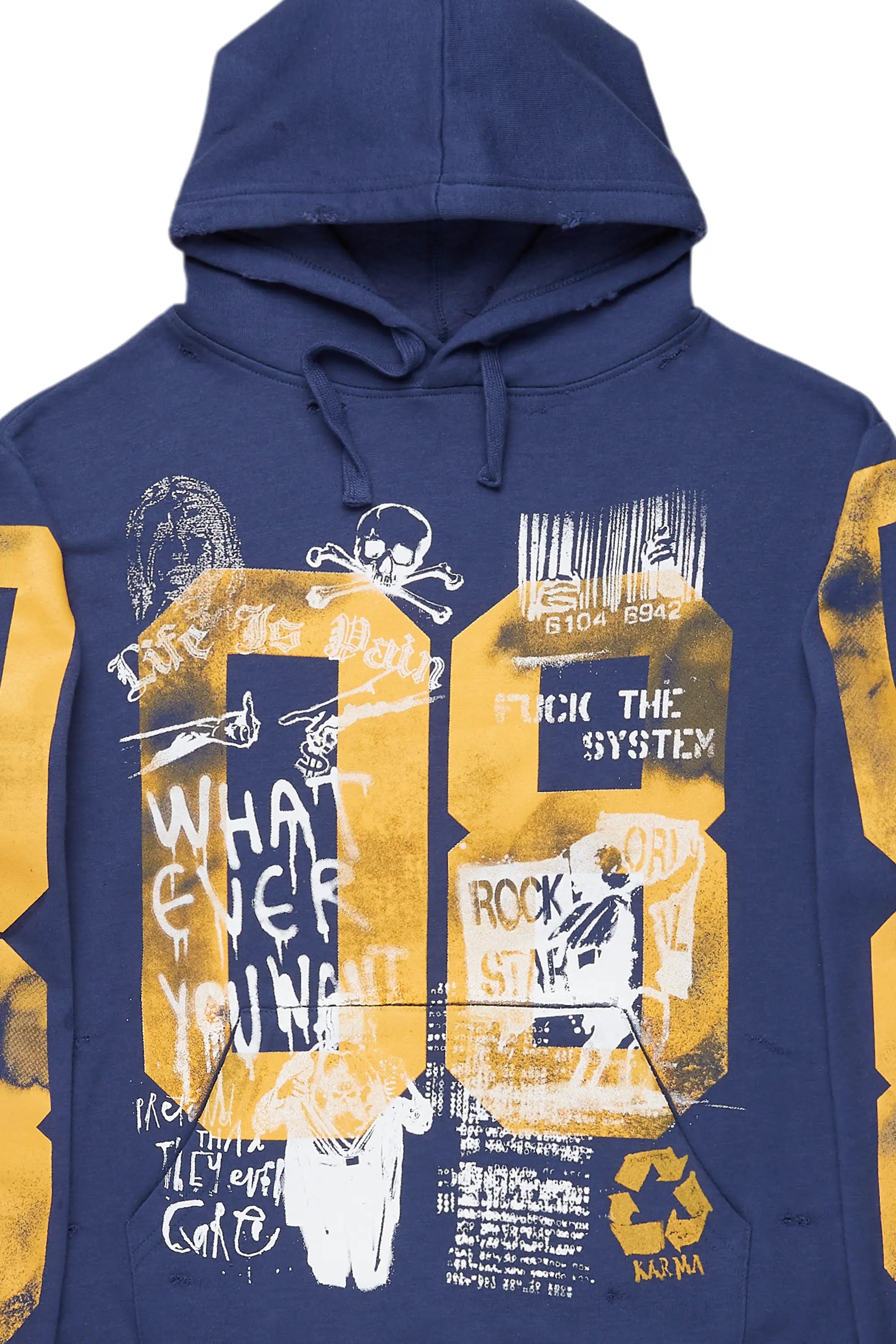 Grill Navy Distressed Graphic Hoodie