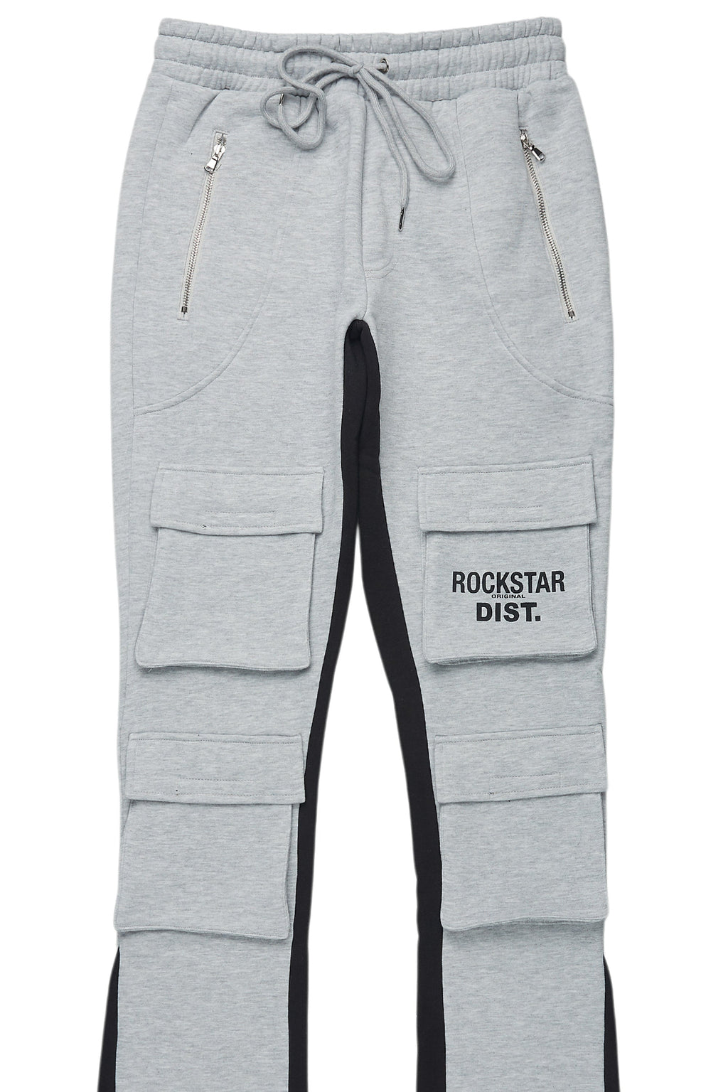 Antoon Heather Grey Stacked Flare Track Pant