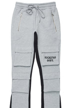 Antoon Heather Grey Stacked Flare Track Pant