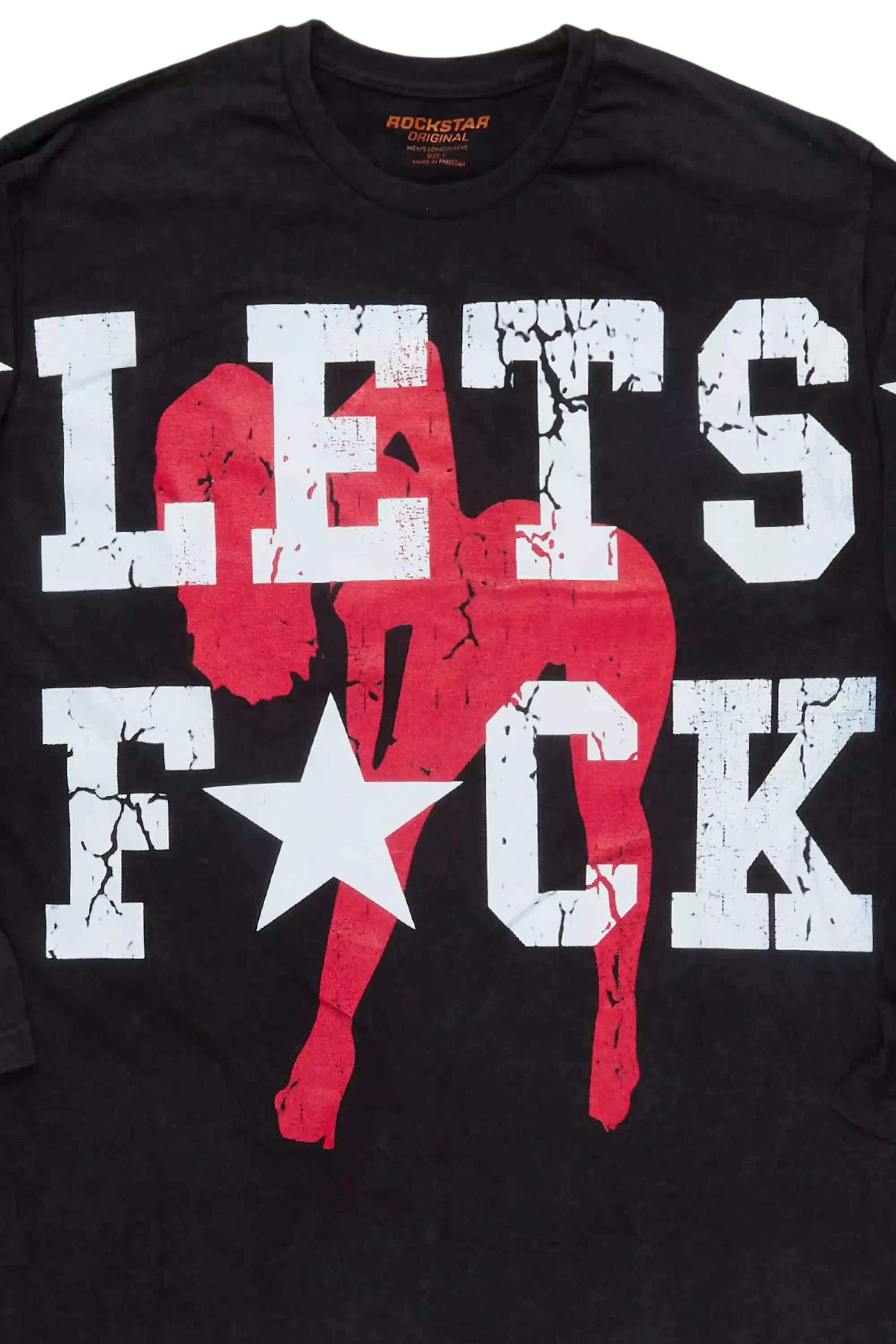 Pacino Vintage Black/Red Long Sleeve Graphic T-Shirt