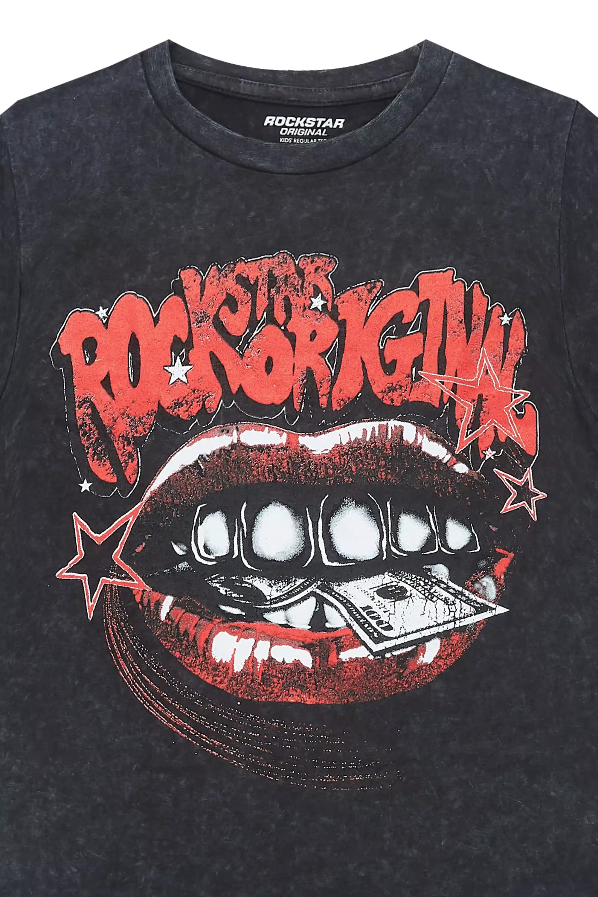 Boys Kaizen Vintage Black Graphic T-Shirt