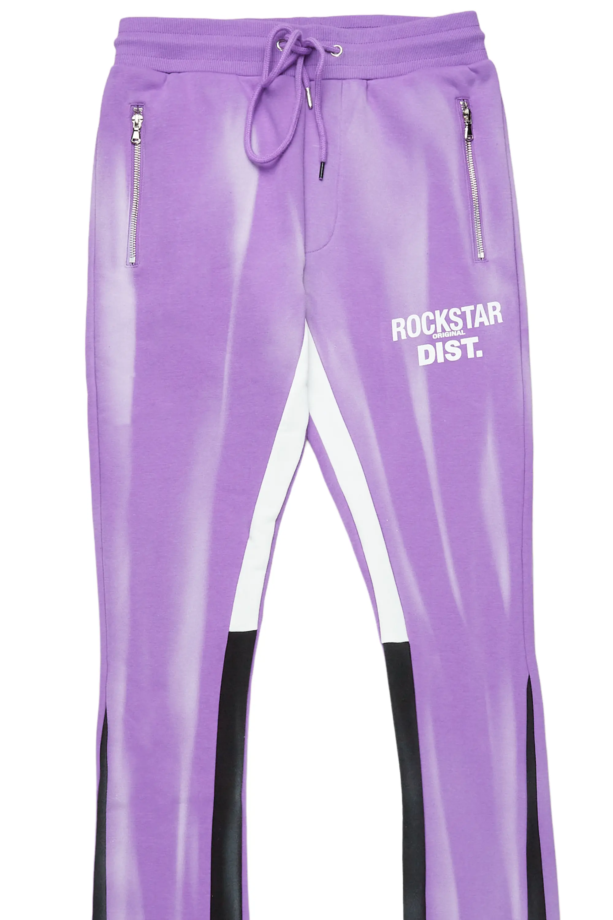 Firoz Purple Graphic Stacked Flare Pant