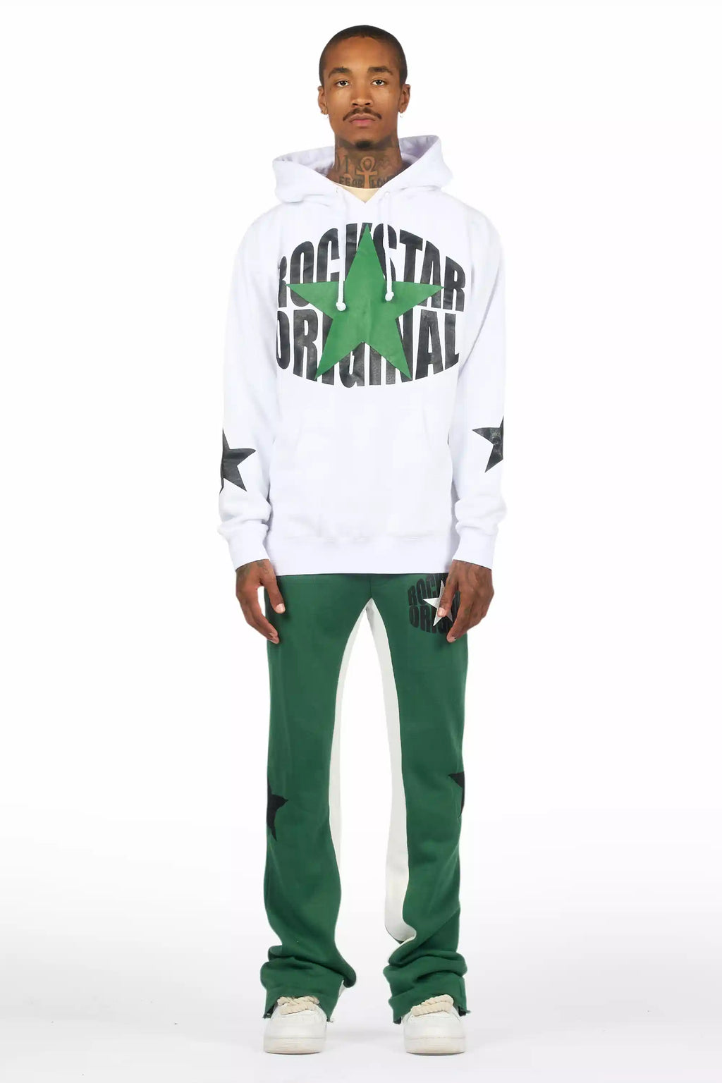 Sarge White/Green Hoodie/Stacked Track Set