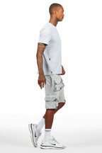 Raffer Heather Grey/Black T-Shirt Cargo Shorts Set