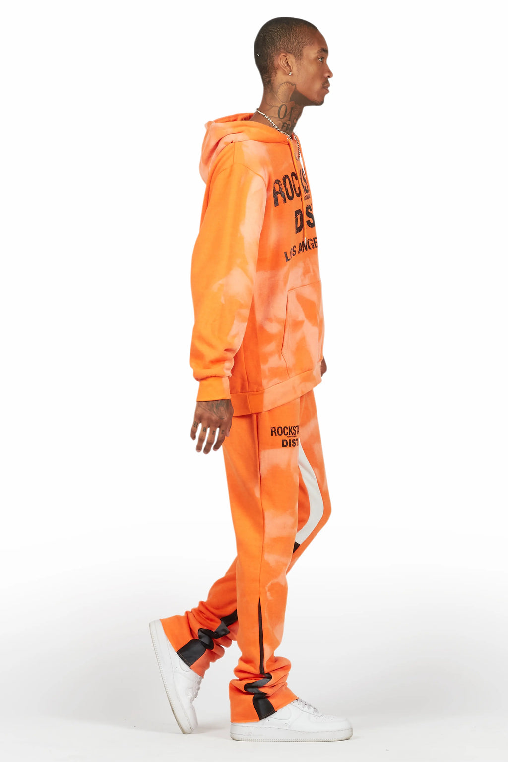 Nelly Orange Hoodie Stacked Flare Track Set