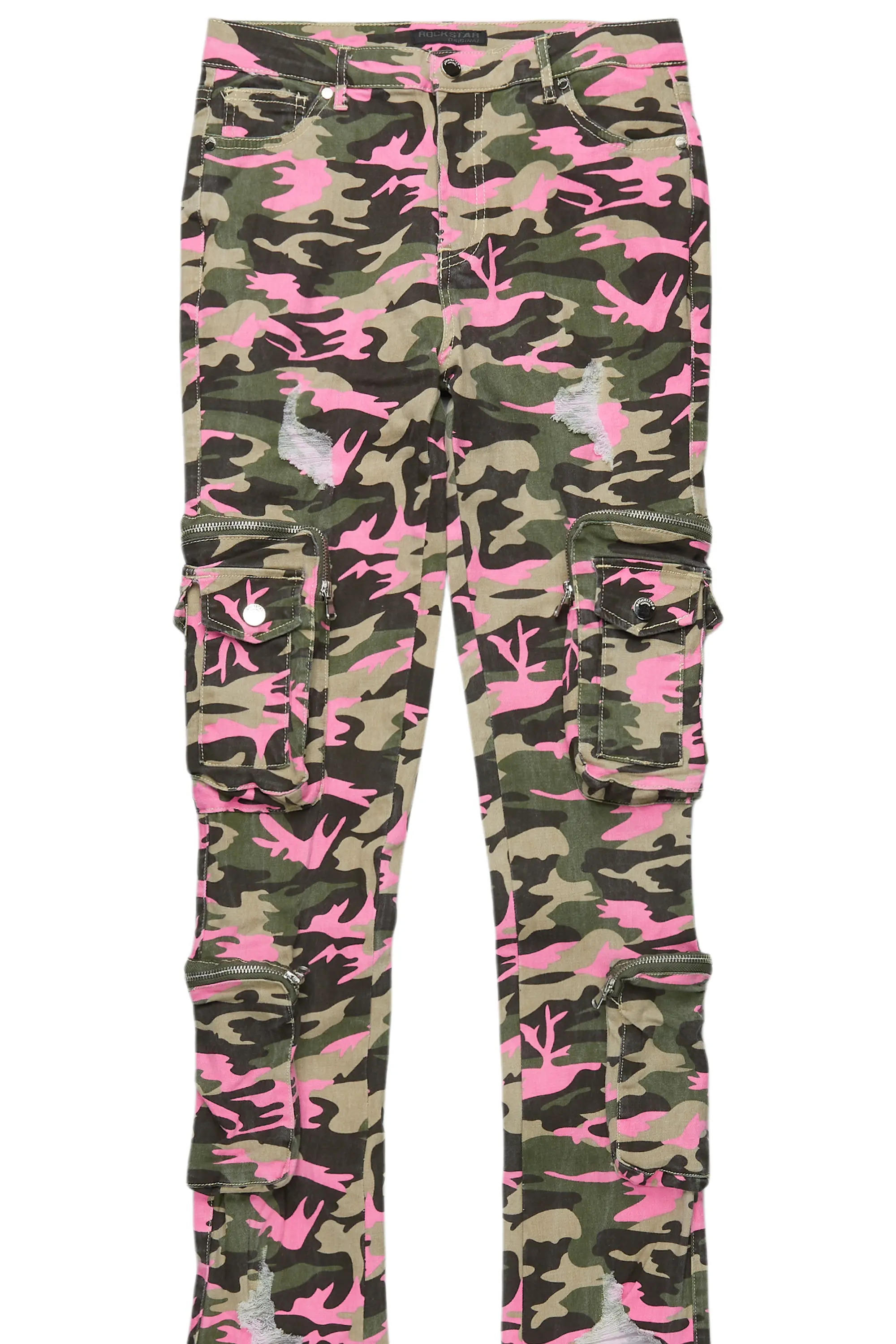 Alisson Green/Pink Camo Cargo Super Stacked Jean