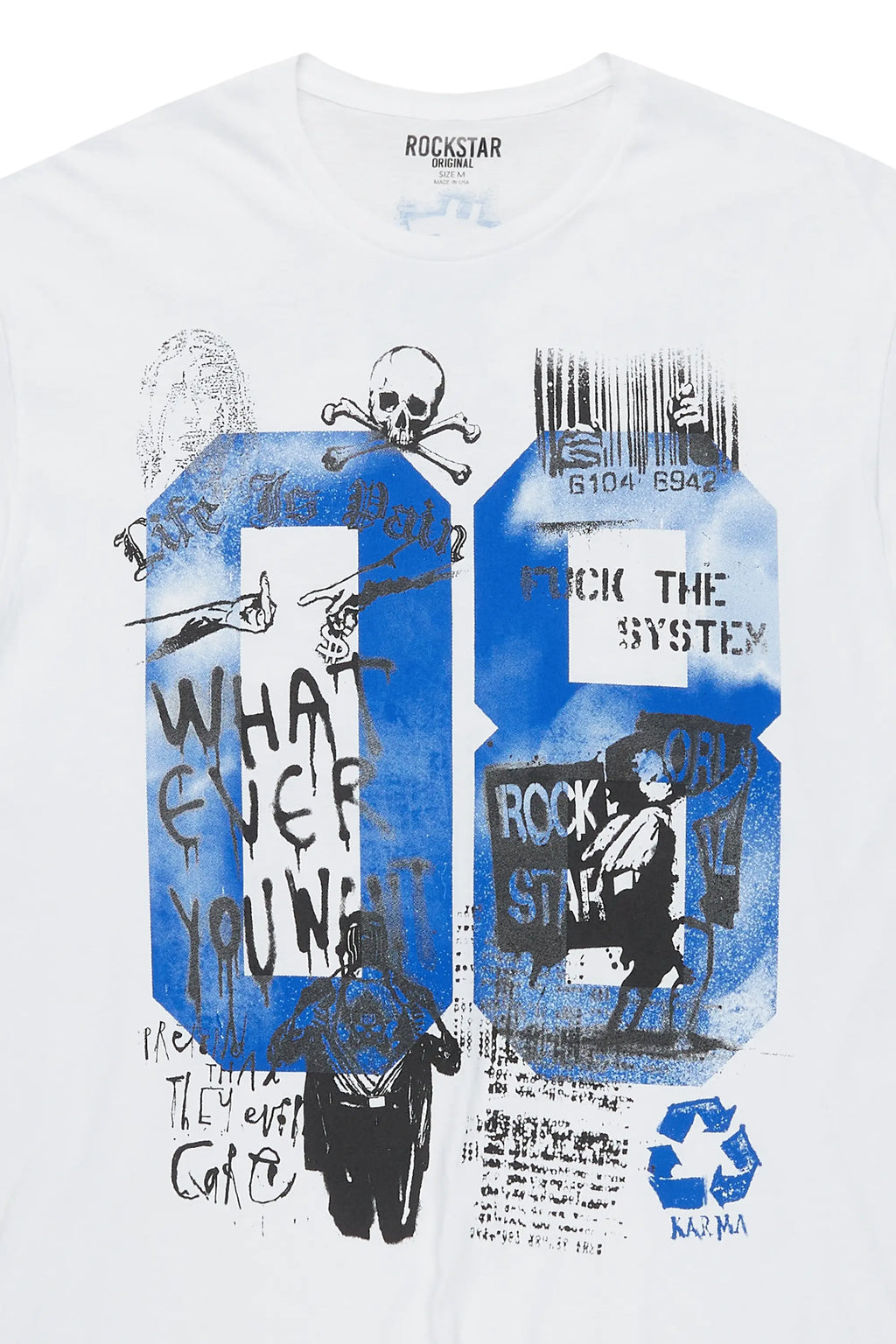 Grill White/Blue Graphic Oversized T-Shirt