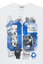 Grill White/Blue Graphic Oversized T-Shirt