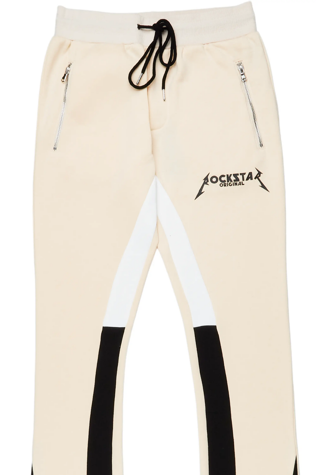 Everest Beige Stacked Flare Track Pant